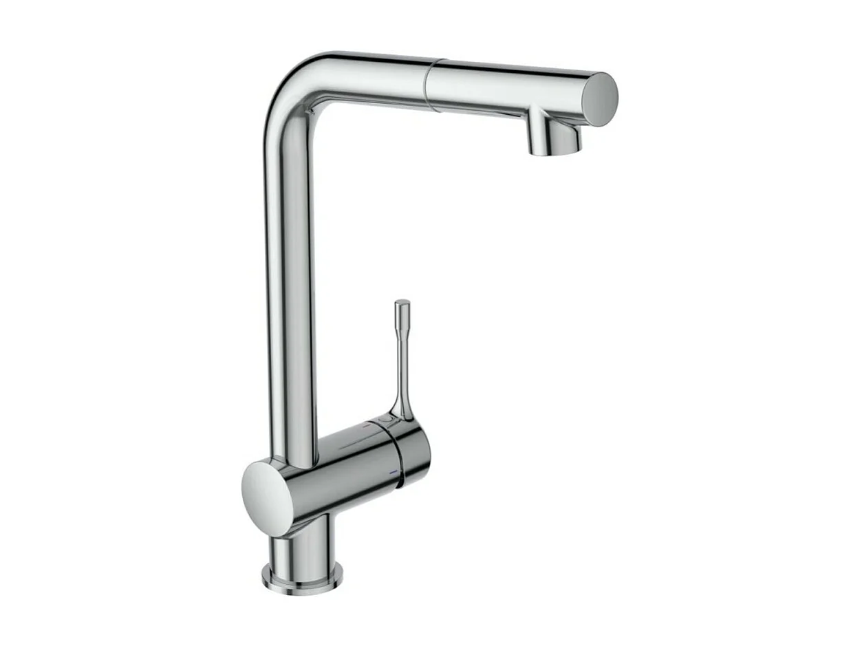 Robinet de cuisine avec douchette IDEAL STANDARD Ceralook bec L chromé + microfibre