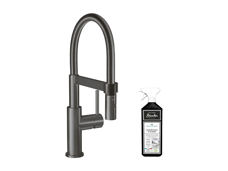 Robinet cuisine VILLEROY ET BOCH Steel expert compact anthracite + nettoyant