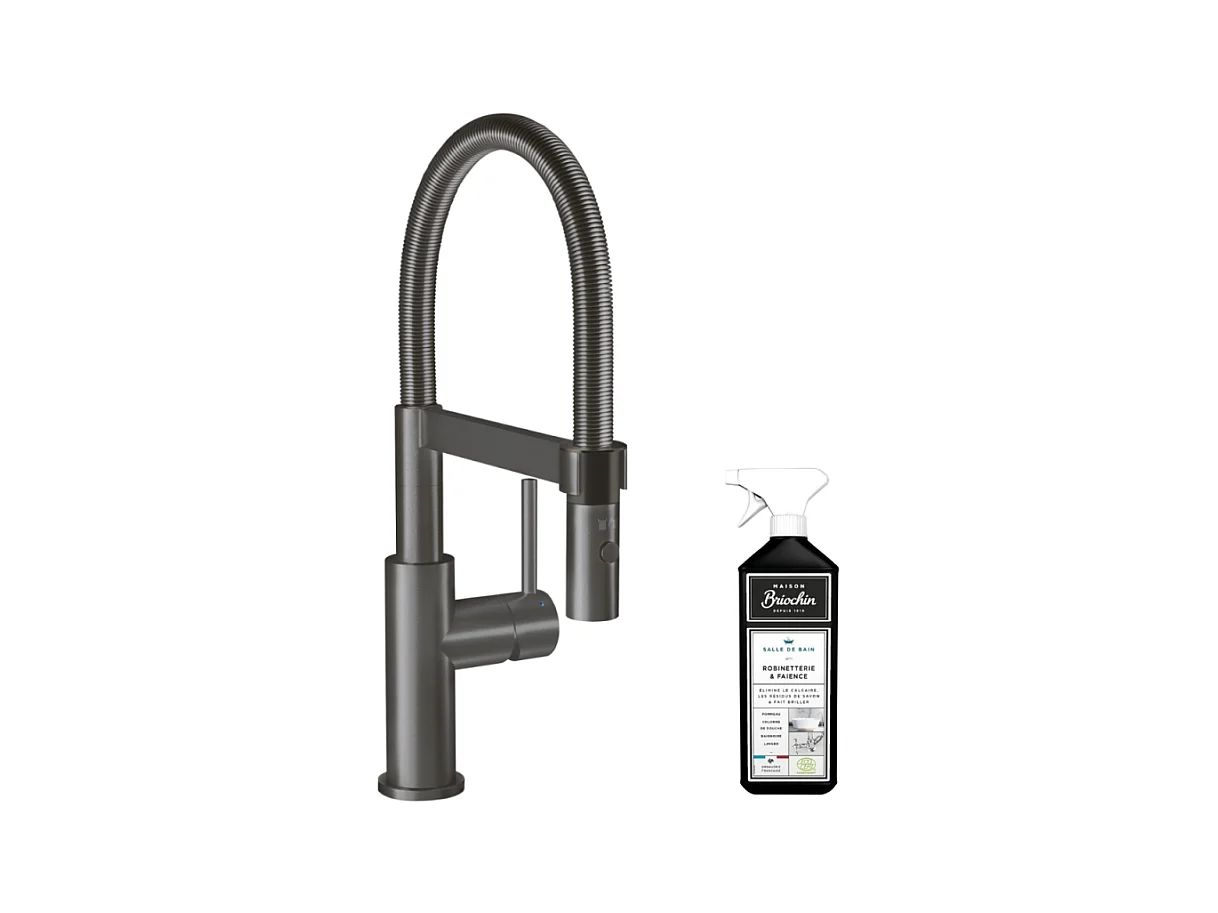 Robinet cuisine VILLEROY ET BOCH Steel expert compact anthracite + nettoyant