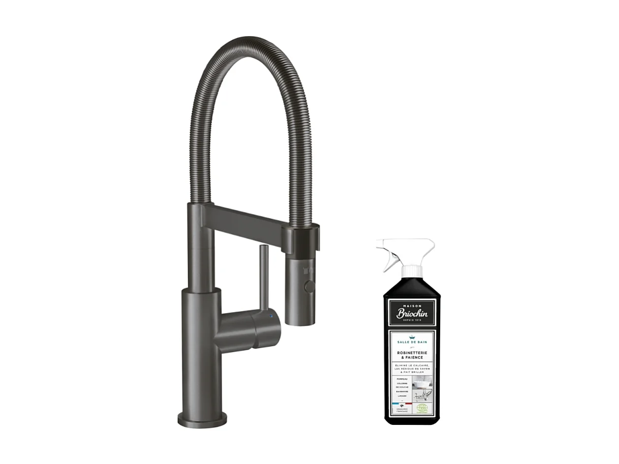 Robinet cuisine VILLEROY ET BOCH Steel expert compact anthracite + nettoyant