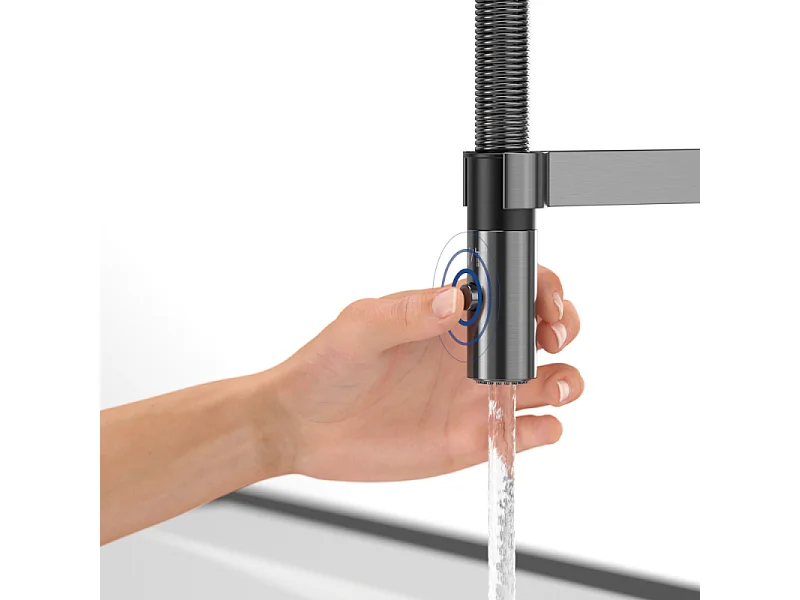 Robinet cuisine VILLEROY ET BOCH Steel expert compact anthracite + nettoyant