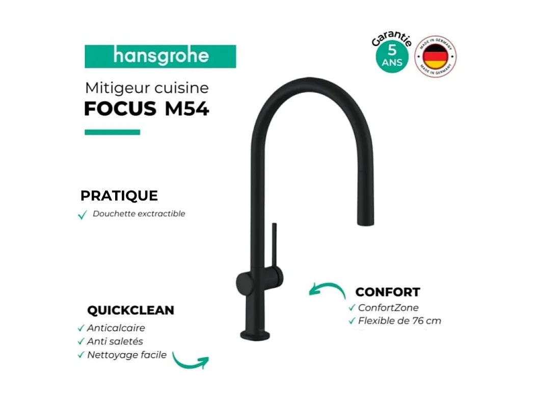 Grifo de cocina con ducha HANSGROHE Talis M54 210 negro mate