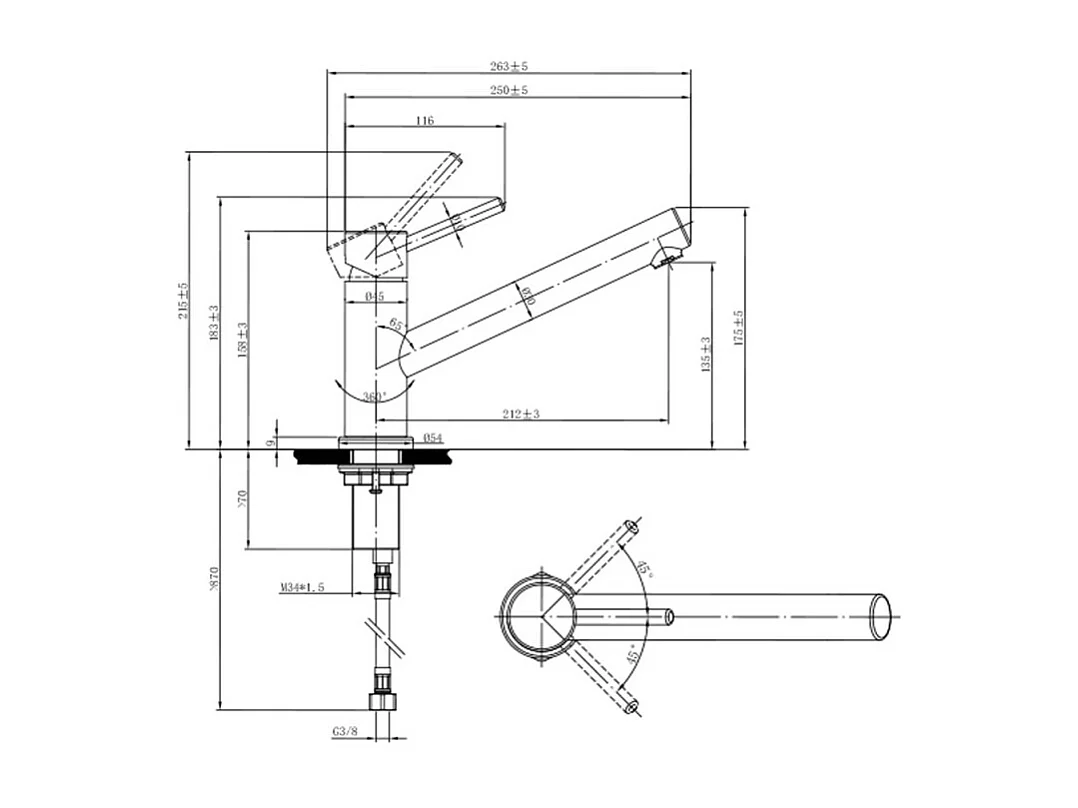 Robinet cuisine rabattable VILLEROY ET BOCH Como window anthracite