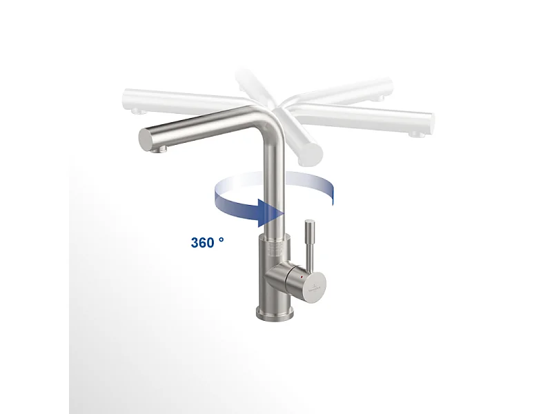 Robinet cuisine VILLEROY ET BOCH Modern Steel acier massif + nettoyant