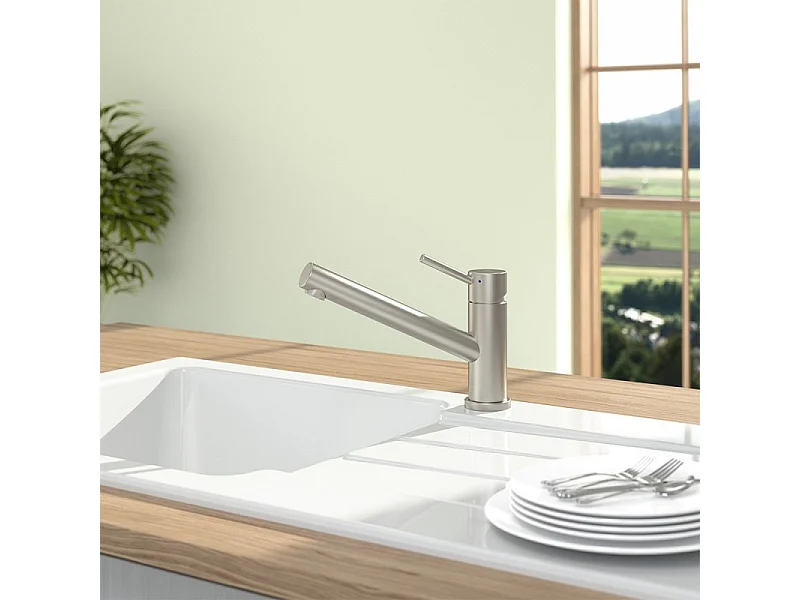 Robinet cuisine rabattable VILLEROY ET BOCH Como window acier massif + nettoyant