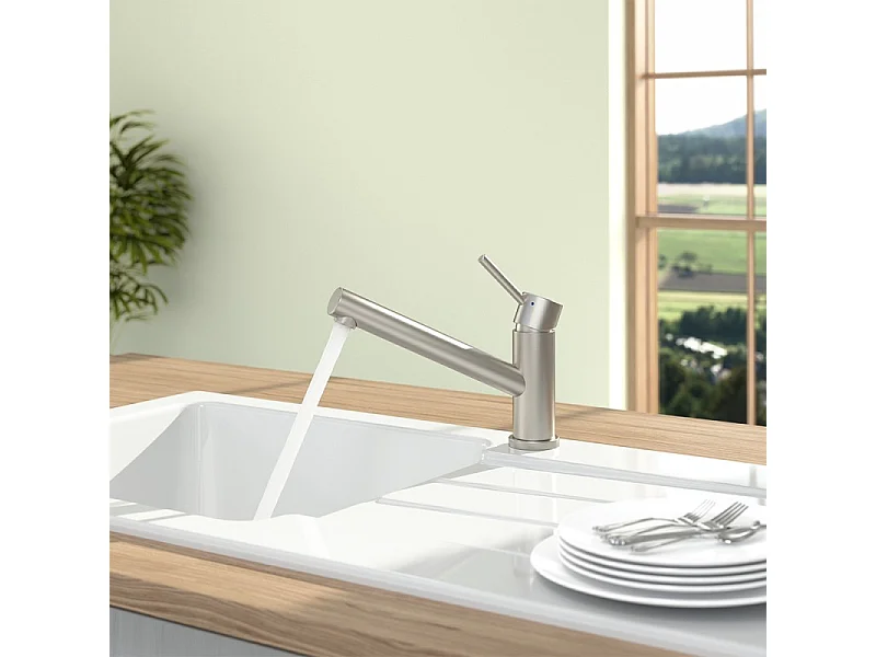 Robinet cuisine rabattable VILLEROY ET BOCH Como window acier massif + nettoyant