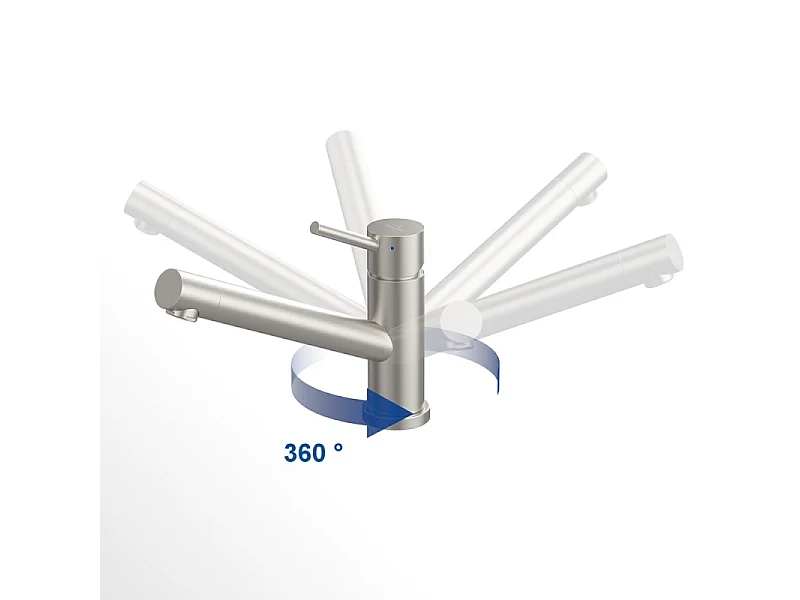 Robinet cuisine rabattable VILLEROY ET BOCH Como window acier massif + nettoyant