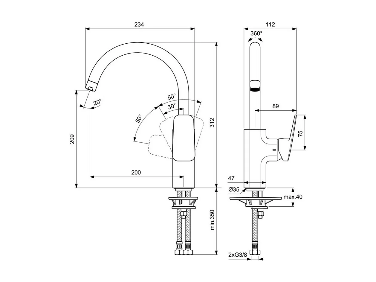 Robinet de cuisine IDEAL STANDARD Blue Start + Microfibre