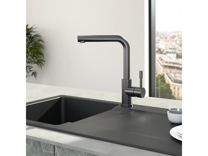 Robinet cuisine VILLEROY ET BOCH Modern Steel anthracite + nettoyant