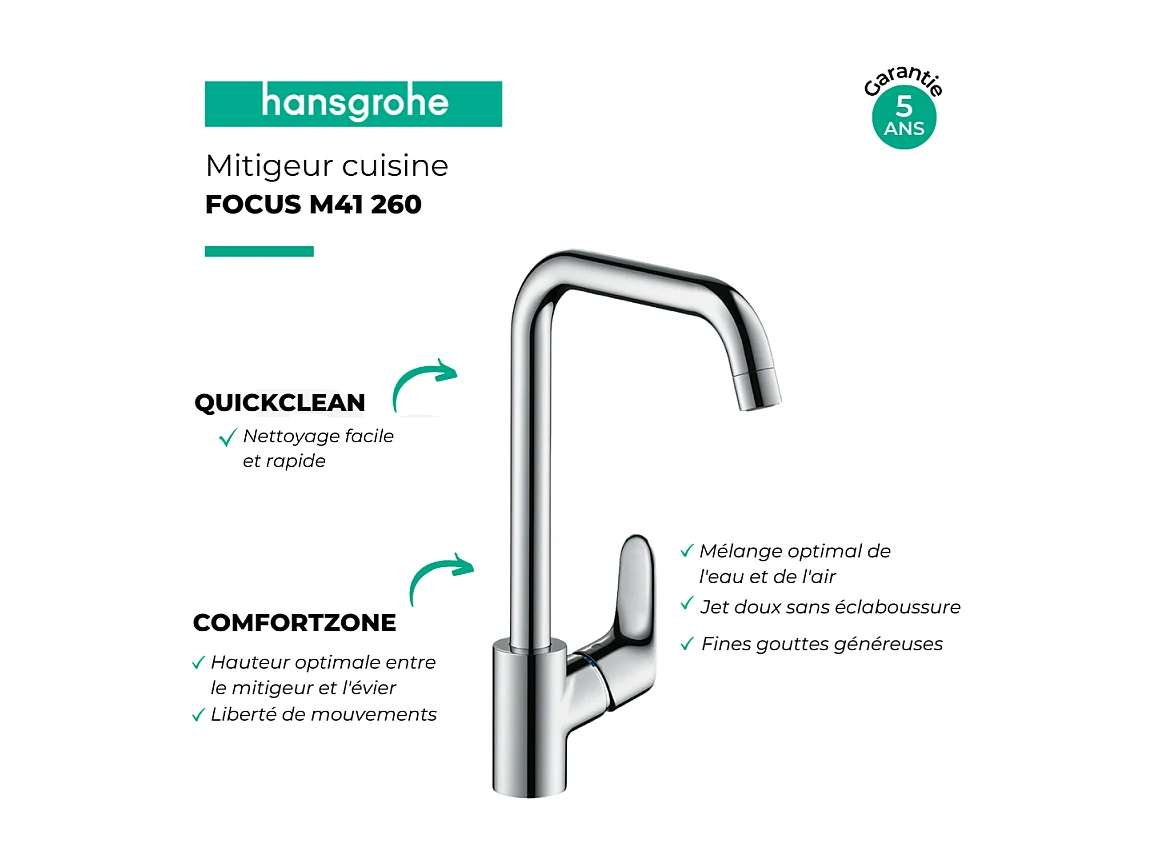 Robinet de cuisine HANSGROHE Focus M41 260 chromé