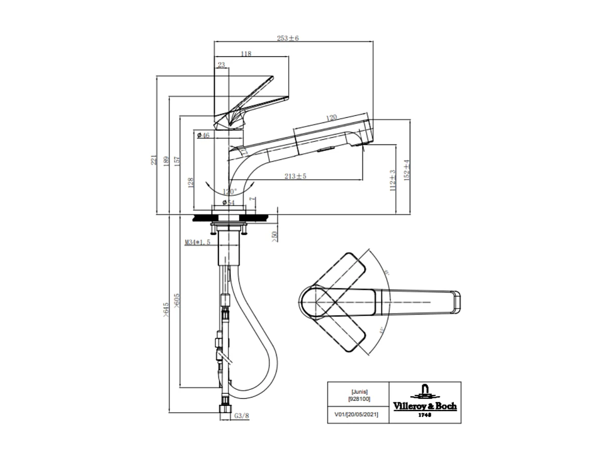 Robinet cuisine VILLEROY ET BOCH Junis Shower