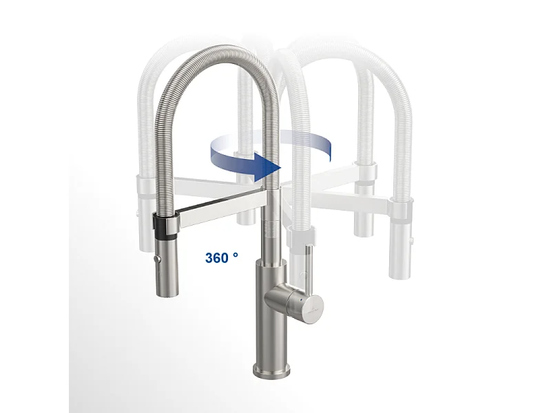 Robinet cuisine VILLEROY ET BOCH Steel expert compact acier massif + nettoyant