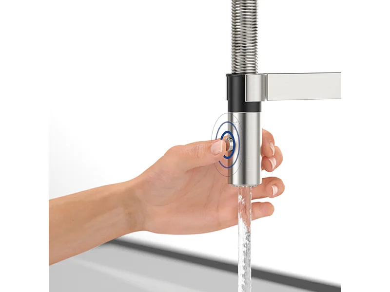 Robinet cuisine VILLEROY ET BOCH Steel expert compact acier massif + nettoyant