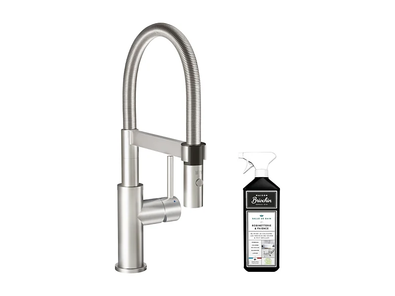 Robinet cuisine VILLEROY ET BOCH Steel expert compact acier massif + nettoyant