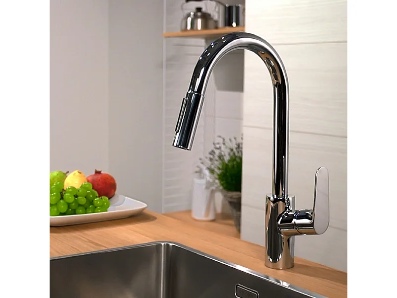 Robinet de cuisine avec douchette HANSGROHE Focus M41 240 2 jets chromé