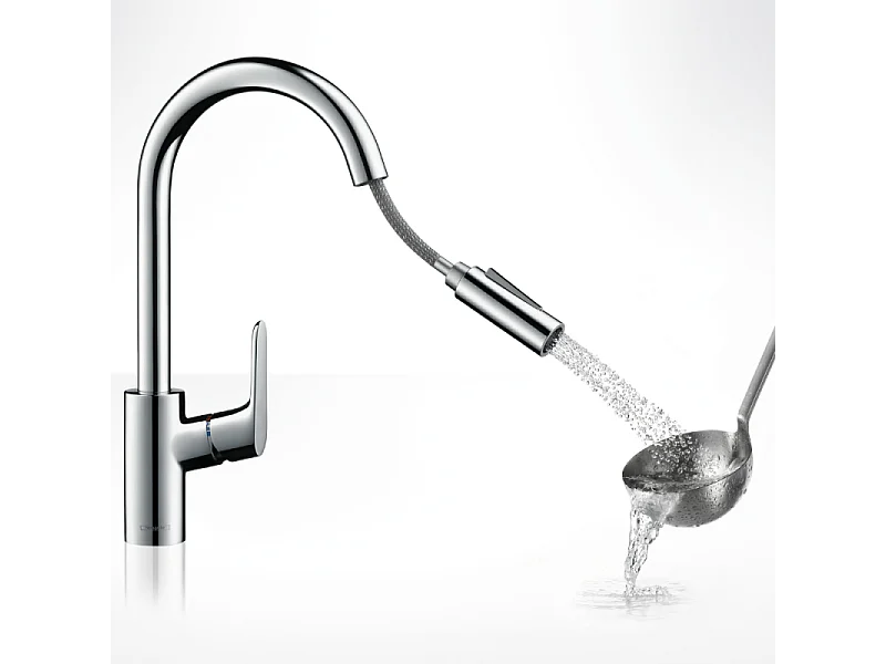 Robinet de cuisine avec douchette HANSGROHE Focus M41 240 2 jets chromé