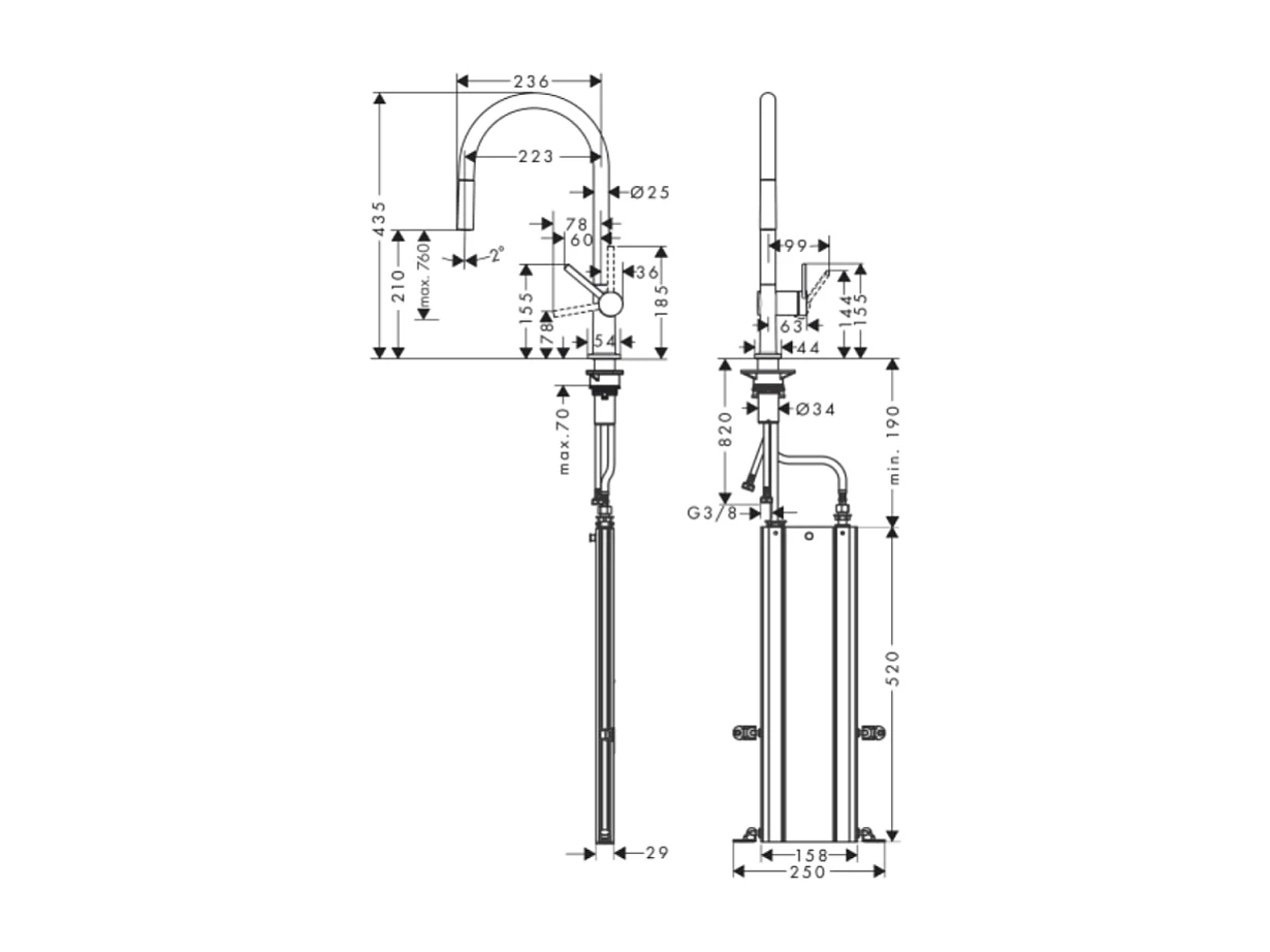Robinet de cuisine avec douchette HANSGROHE Talis M54 210 sBox noir mat