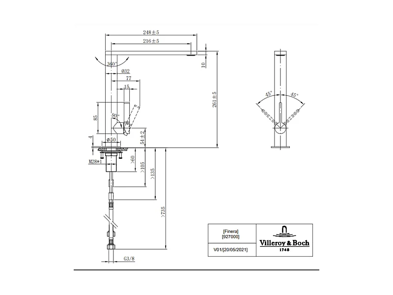 Robinet cuisine VILLEROY ET BOCH Finera acier massif