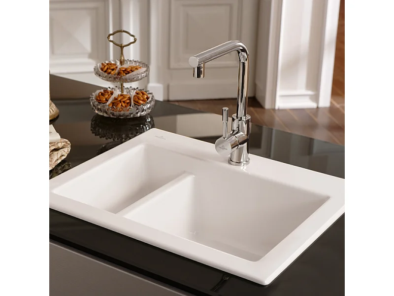 Robinet cuisine VILLEROY ET BOCH Modern Steel acier massif poli + nettoyant