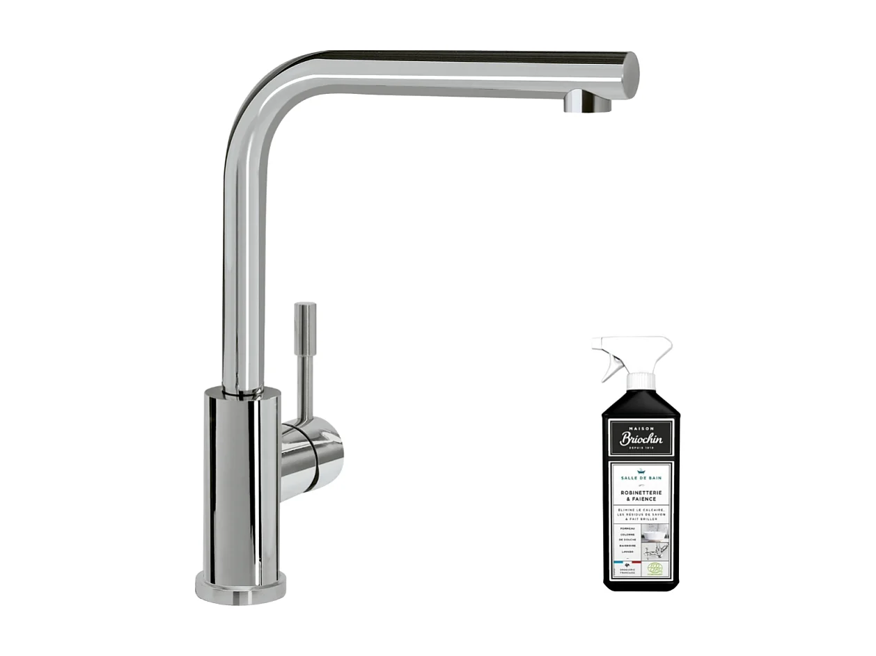 Robinet cuisine VILLEROY ET BOCH Modern Steel acier massif poli + nettoyant