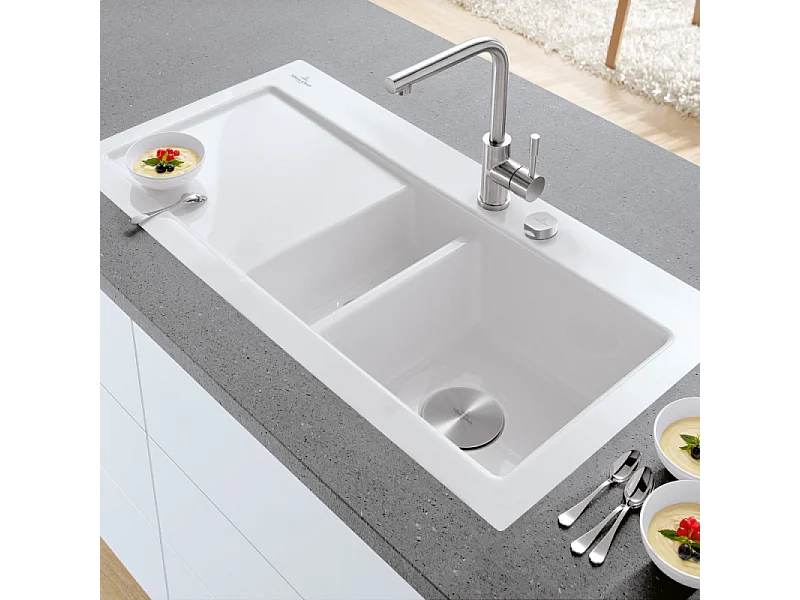 Robinet cuisine VILLEROY ET BOCH Modern Steel acier massif poli + nettoyant