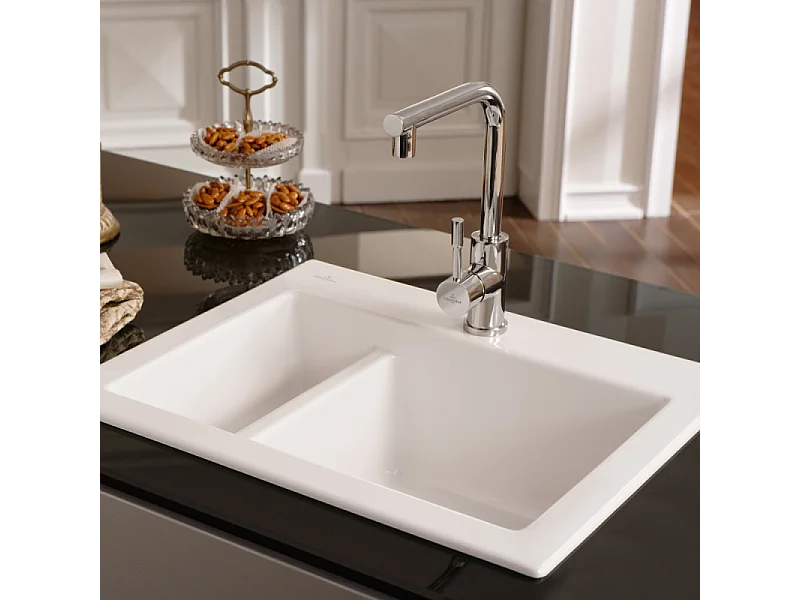 Robinet cuisine VILLEROY ET BOCH Modern Steel acier massif poli + nettoyant