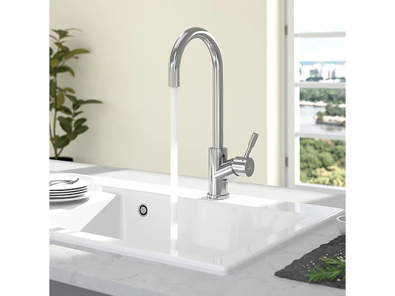 Robinet cuisine VILLEROY ET BOCH Umbrella acier massif poli