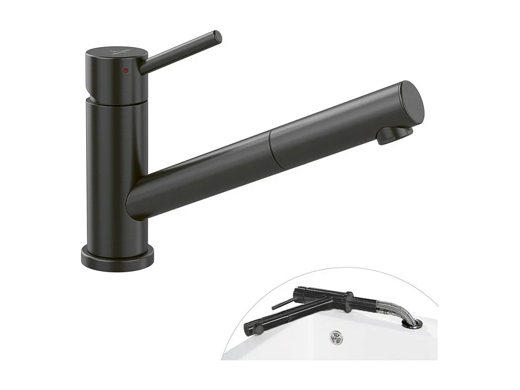 Robinet cuisine rabattable VILLEROY ET BOCH Como Shower window Anthracite + nettoyant