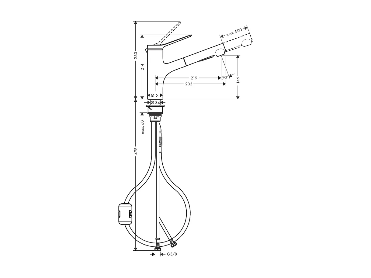 Grifo de cocina con HANSGROHE Zesis M33 150 2 chorros negro mate