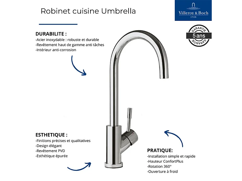 Robinet cuisine VILLEROY ET BOCH Umbrella or mat + nettoyant