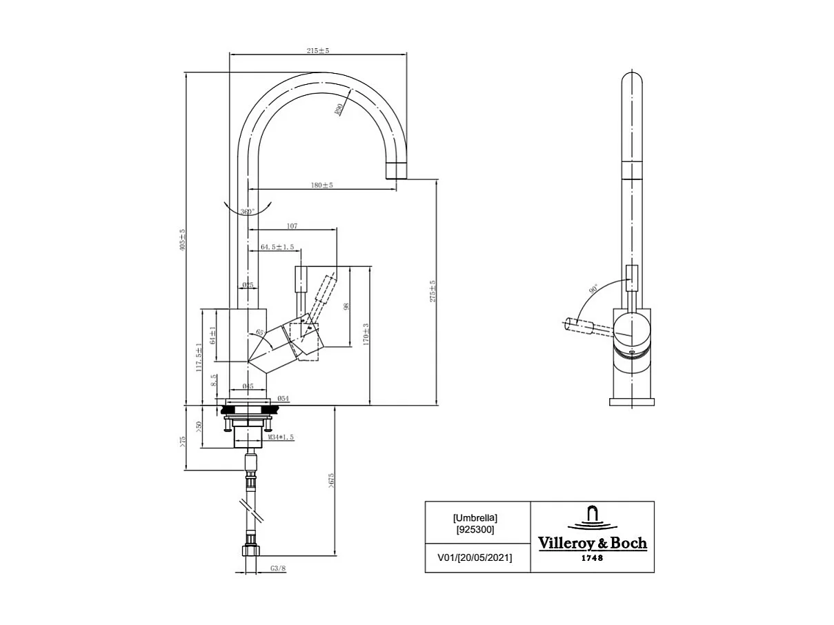 Robinet cuisine VILLEROY ET BOCH Umbrella or mat + nettoyant