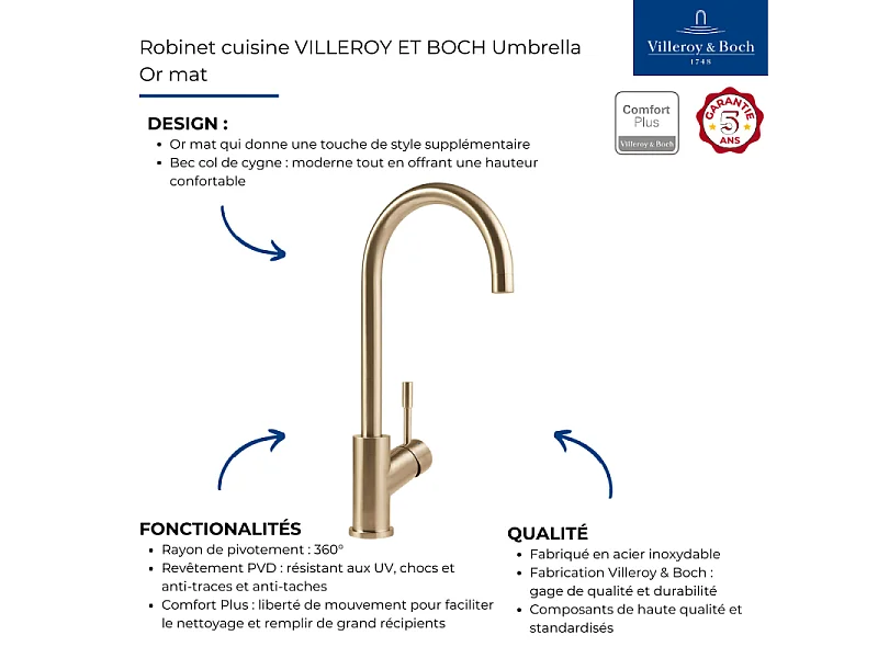 Robinet cuisine VILLEROY ET BOCH Umbrella or mat + nettoyant