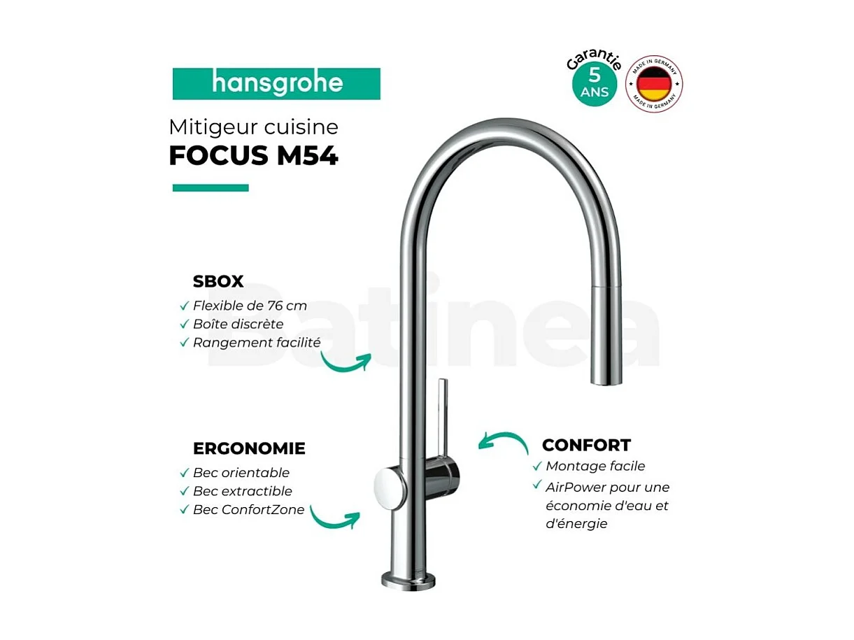 Robinet de cuisine avec douchette HANSGROHE Talis M54 210 sBox chromé