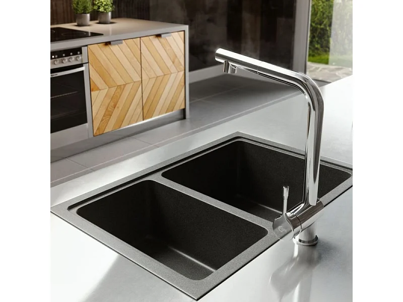Grifo de cocina con rociador IDEAL STANDARD Ceralook cromo L caño