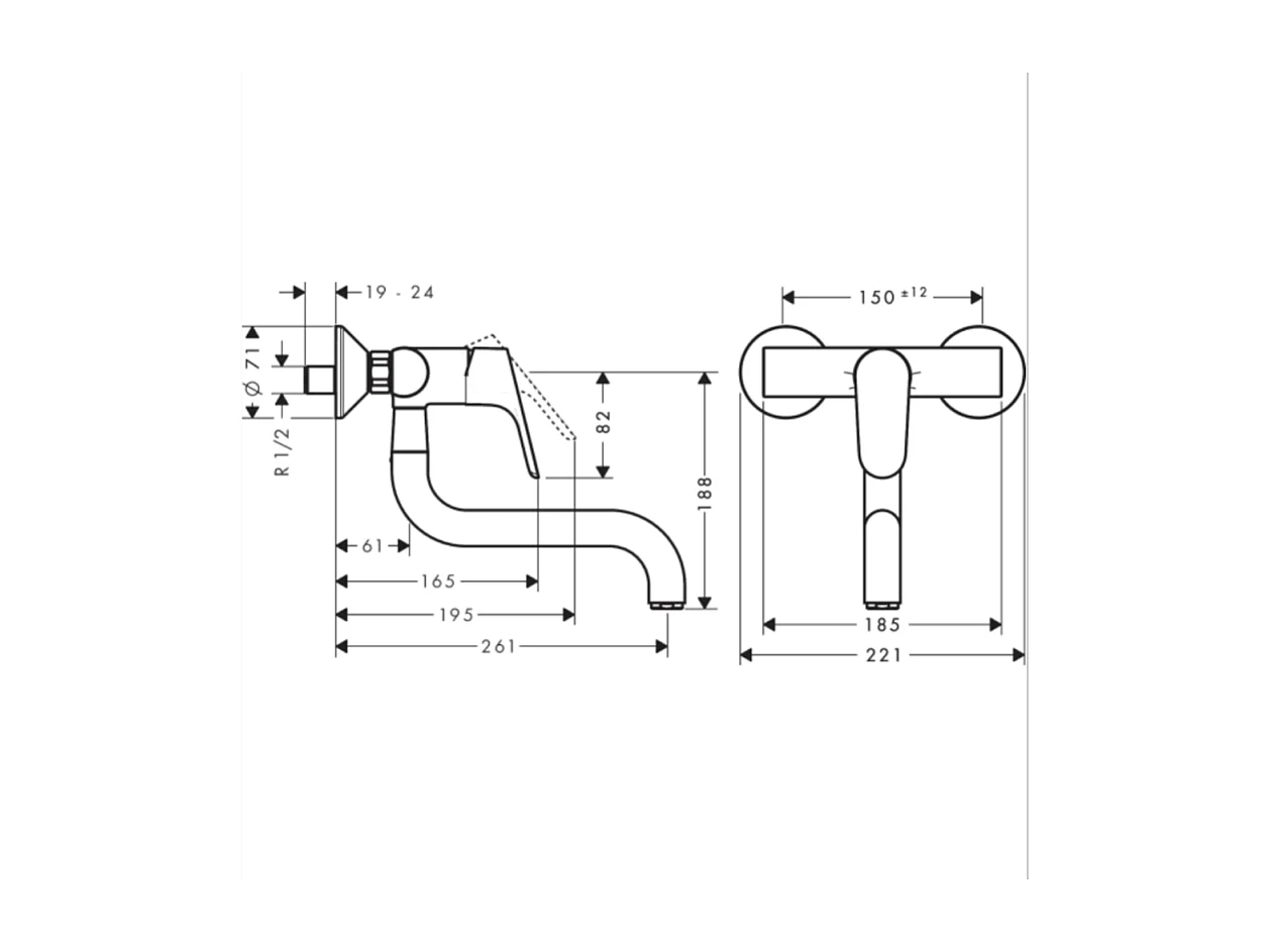 HANSGROHE Focus M41 grifo de cocina de pared cromado