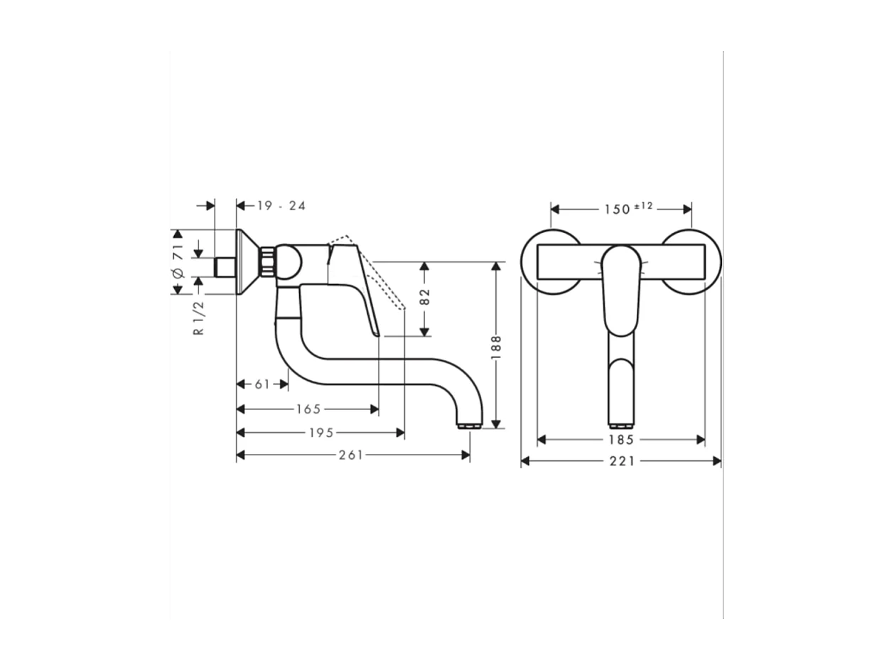 HANSGROHE Focus M41 grifo de cocina de pared cromado