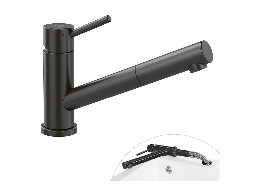 Robinet cuisine rabattable VILLEROY ET BOCH Como Shower window Anthracite