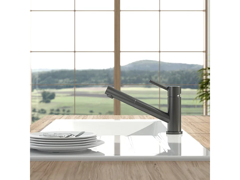 Robinet cuisine rabattable VILLEROY ET BOCH Como Shower window Anthracite