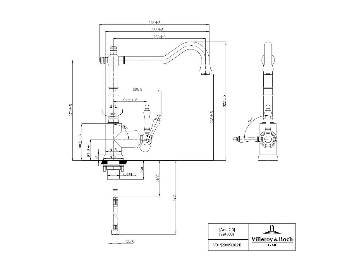 Robinet cuisine VILLEROY ET BOCH Avia 2.0 Bronze + nettoyant
