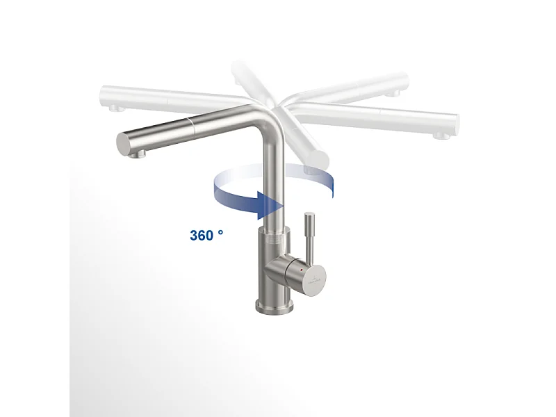 Robinet cuisine VILLEROY ET BOCH Steel Shower acier massif + nettoyant