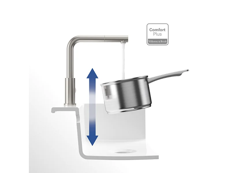 Robinet cuisine VILLEROY ET BOCH Steel Shower acier massif + nettoyant