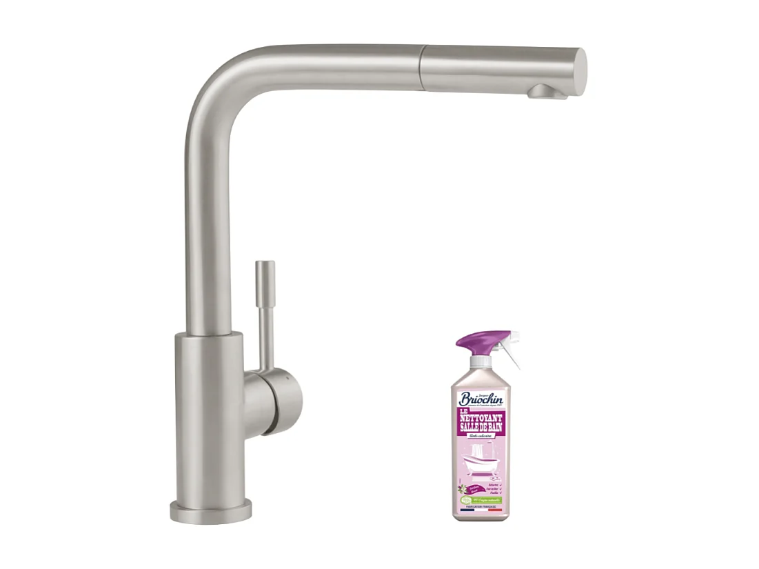 Robinet cuisine VILLEROY ET BOCH Steel Shower acier massif + nettoyant