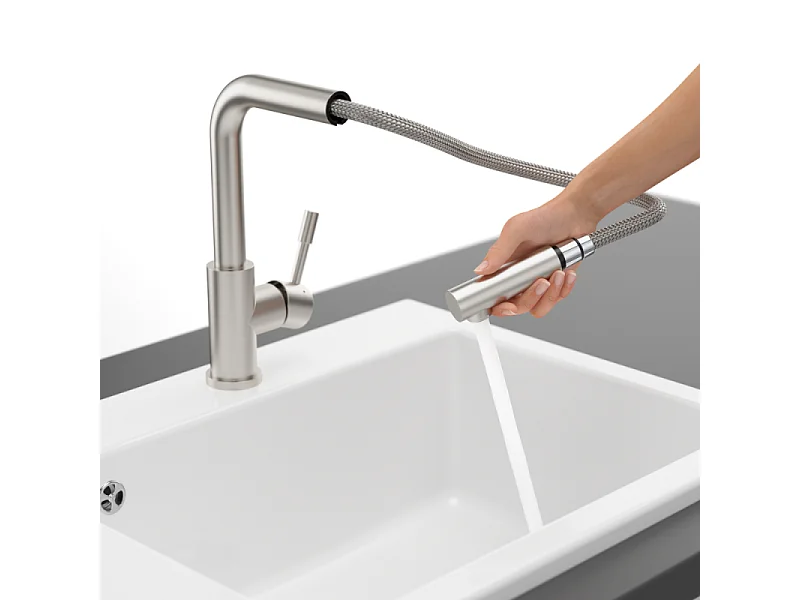 Robinet cuisine VILLEROY ET BOCH Steel Shower acier massif + nettoyant