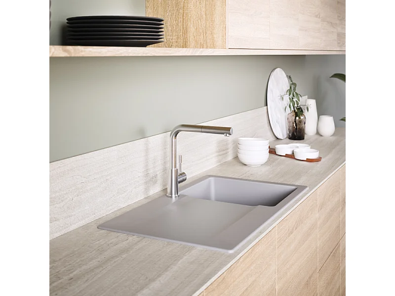 Robinet cuisine VILLEROY ET BOCH Steel Shower acier massif + nettoyant