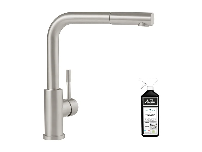 Robinet cuisine VILLEROY ET BOCH Steel Shower acier massif + nettoyant
