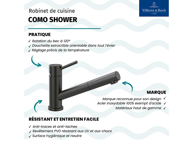 Robinet cuisine VILLEROY ET BOCH Como Shower