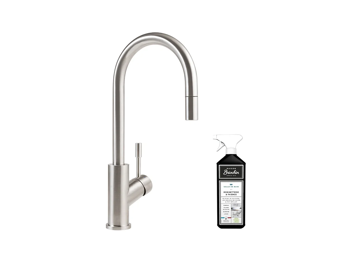 Robinet cuisine VILLEROY ET BOCH Umbrella flex acier massif + nettoyant