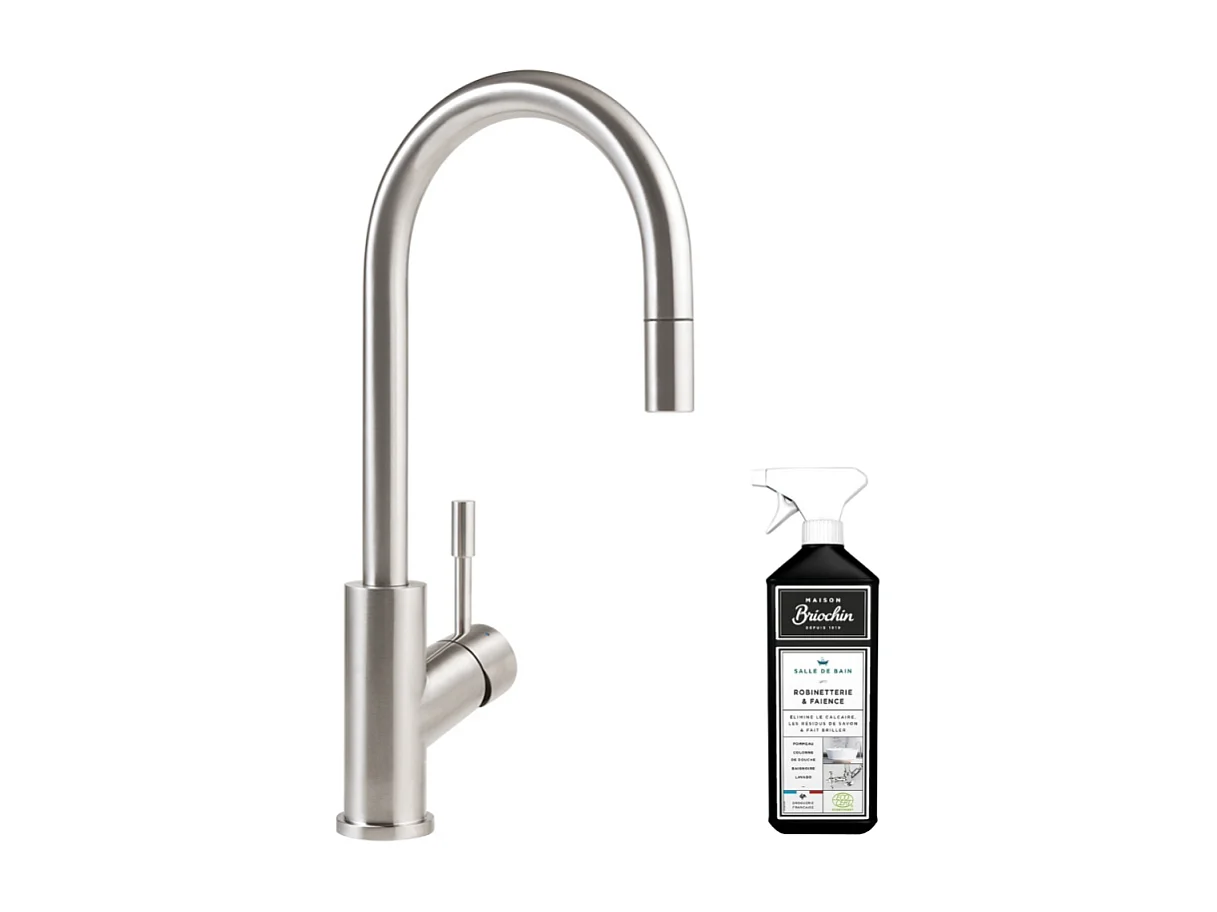 Robinet cuisine VILLEROY ET BOCH Umbrella flex acier massif + nettoyant