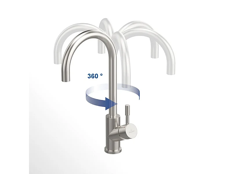 Robinet cuisine VILLEROY ET BOCH Umbrella flex acier massif + nettoyant