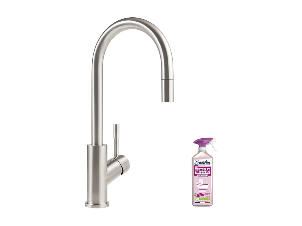 Robinet cuisine VILLEROY ET BOCH Umbrella flex acier massif + nettoyant